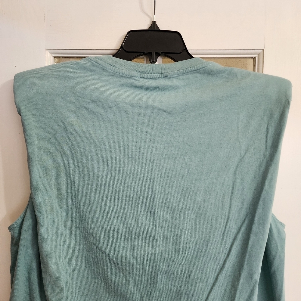 Babaton Aritzia Teal Shoulder Pad Tank Structured Cotton Top 1X Plus Size - Picture 7 of 11